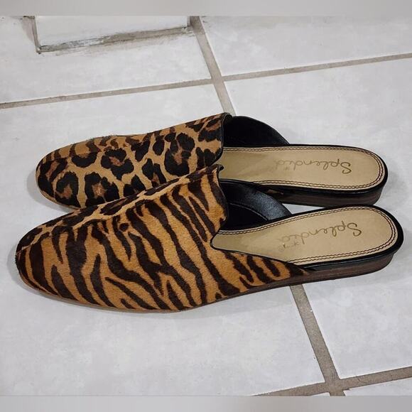 Splendid calf hair zebra and leopard print slides clogs size 8 M - Picture 2 of 10